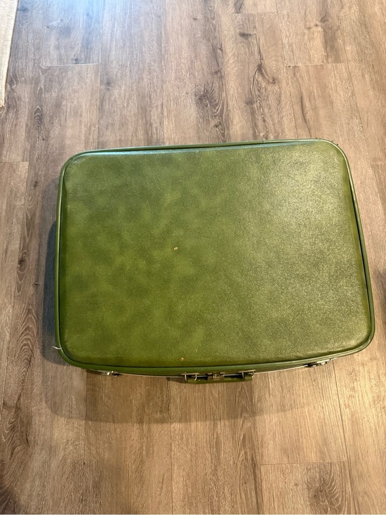 Vintage Handbags - Vintage Olive Green Travel Suitcase
